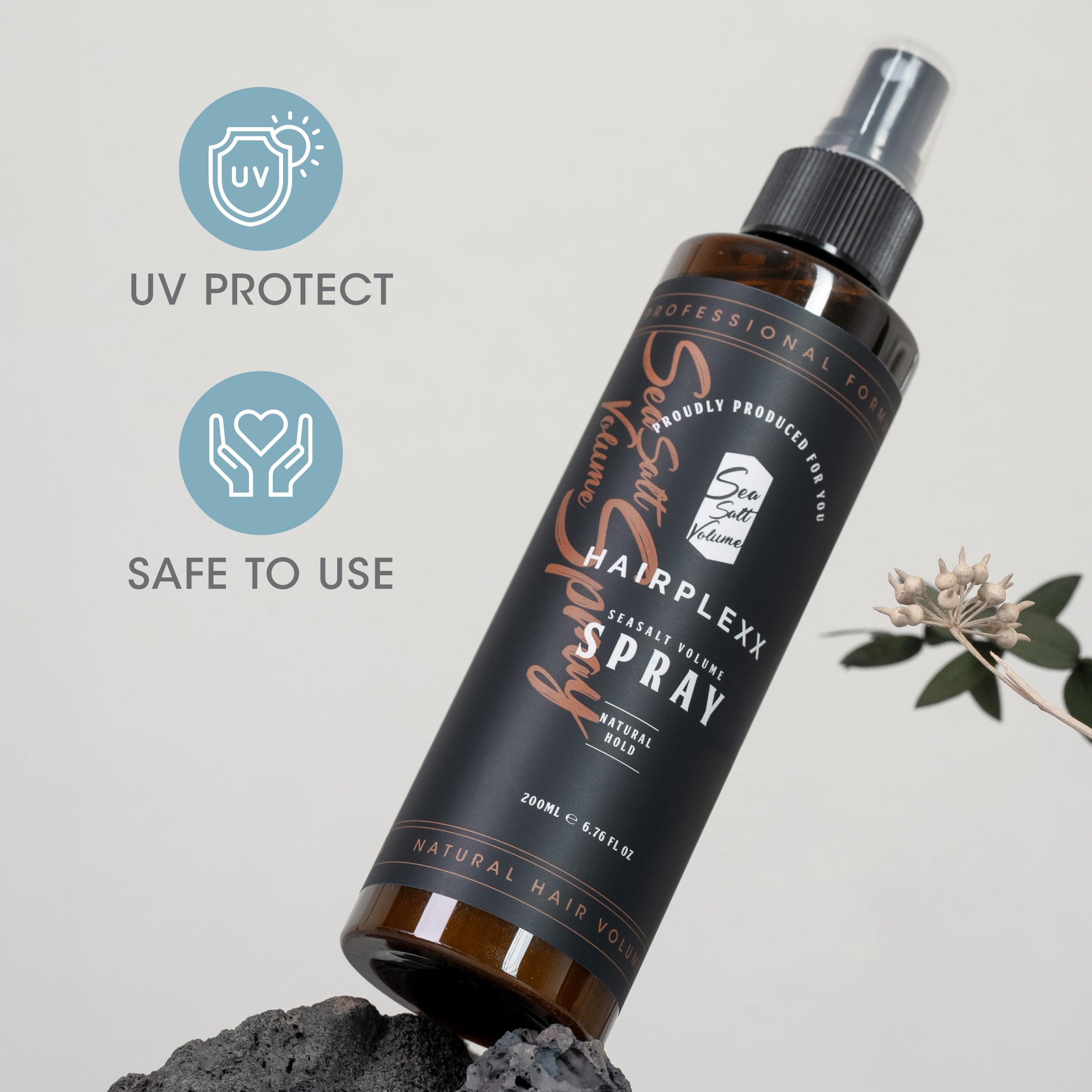 Hairplexx Sea Salt Volume eco-packaging emphasizing sustainability.
