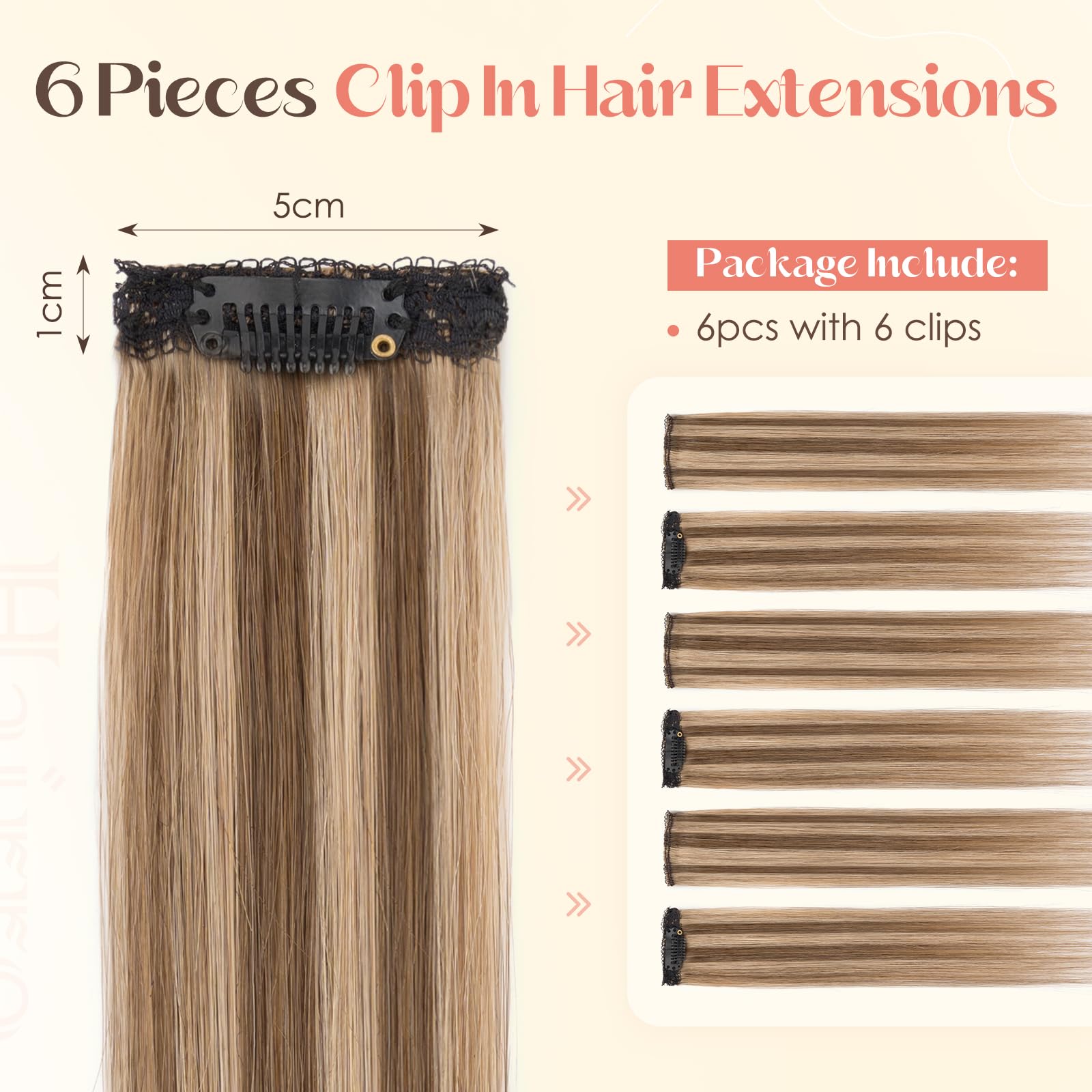 Hairro mini clip-on hairpiece closeup highlights secure stainless clips for easy wear