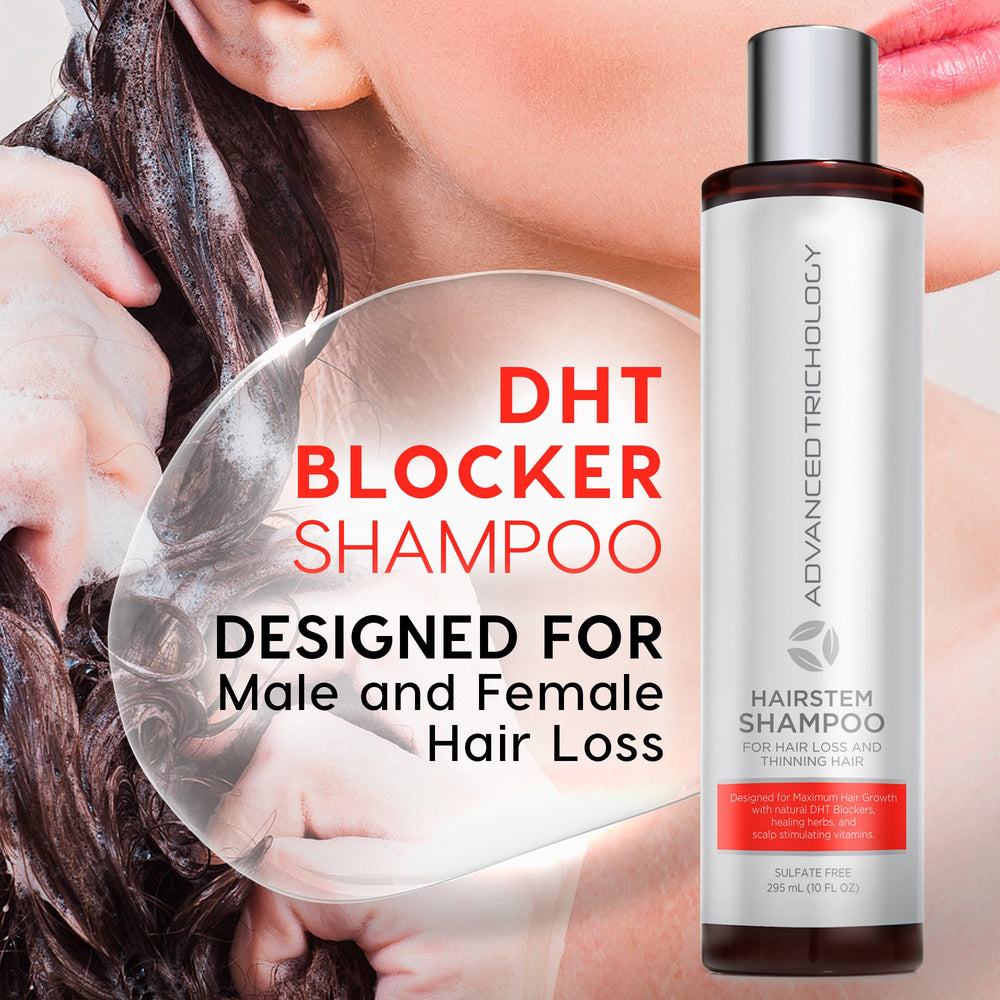 HairStem DHT Blocker Shampoo lather illustrating volume-boosting cleansing.