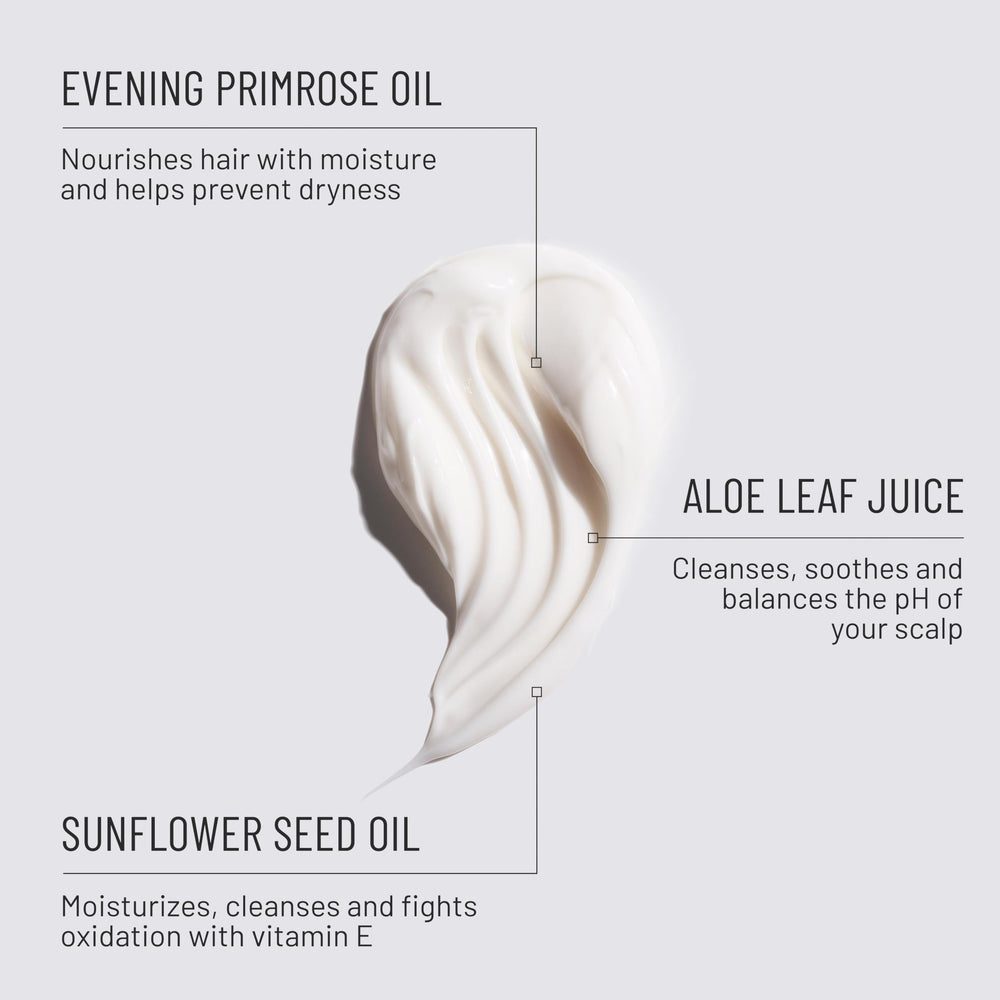 Hairstory New Wash Original paired with massaging scalp brush, soothing scalp care.
