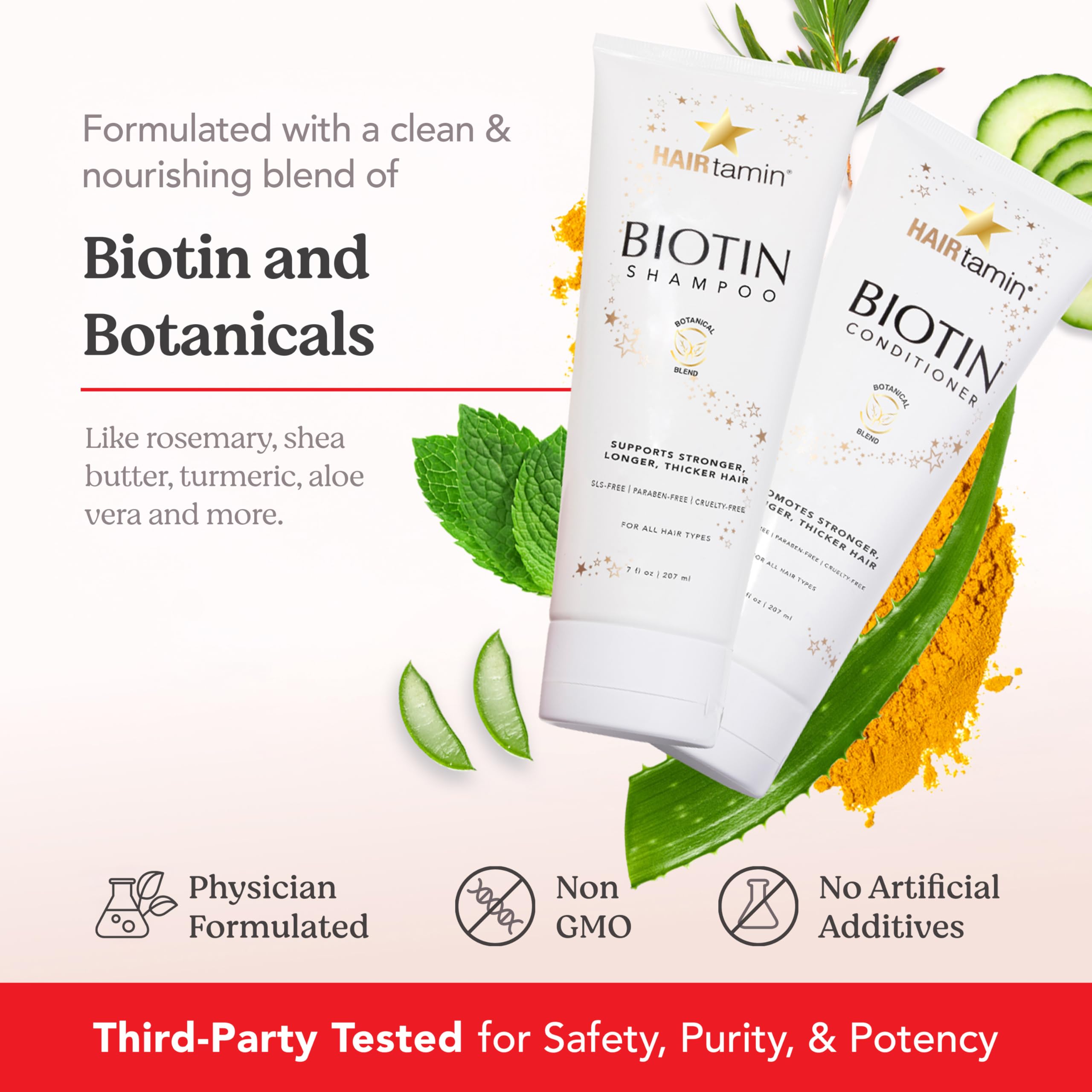 HAIRtamin-biotin-conditioner-ingredients highlights nourishing biotin blend for stronger-feeling hair.