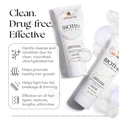 HAIRtamin Biotin Shampoo foaming lather promotes gentle cleansing and added volume