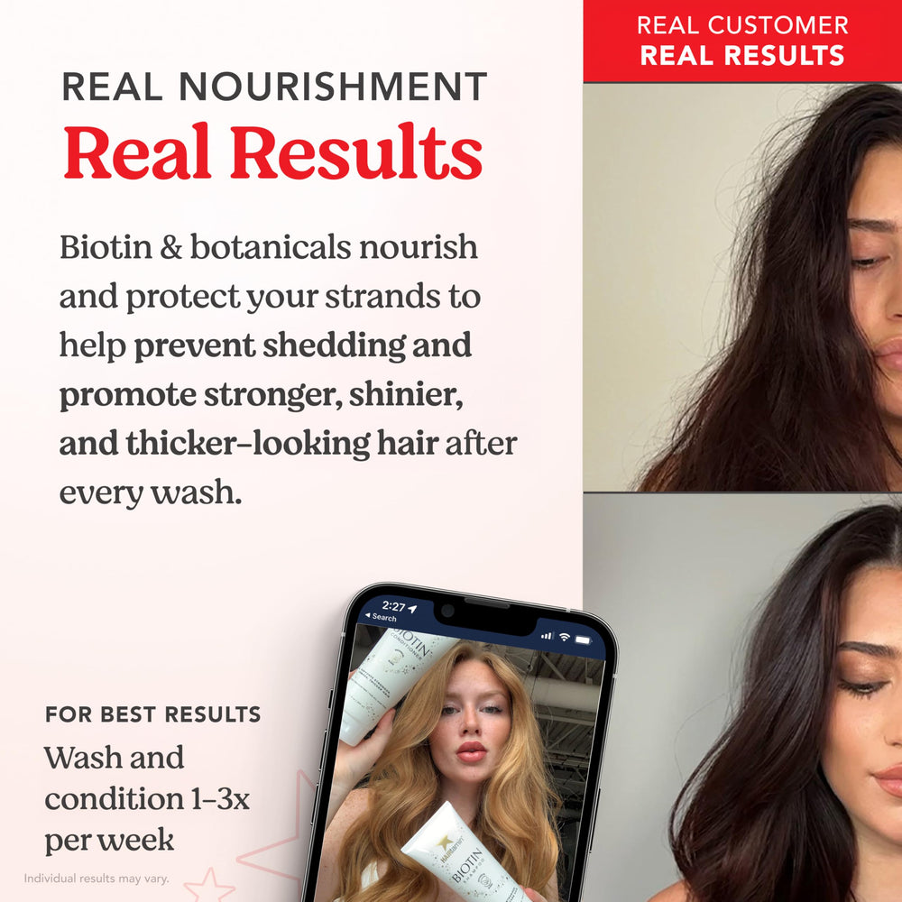 HAIRtamin conditioner packshot reveals volumizing formula for fuller hair.