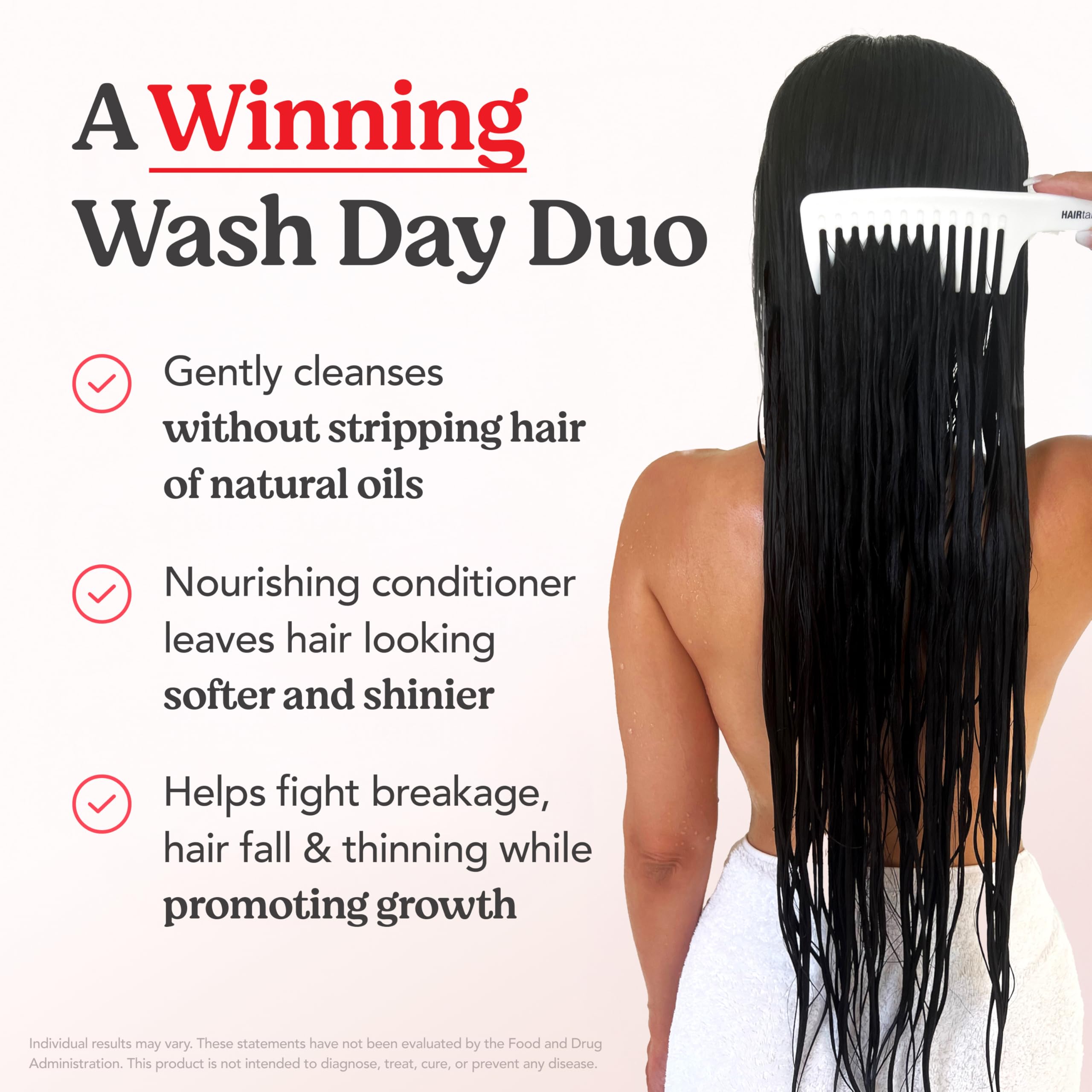 HAIRtamin shampoo packshot demonstrates lightweight cleansing for daily use.