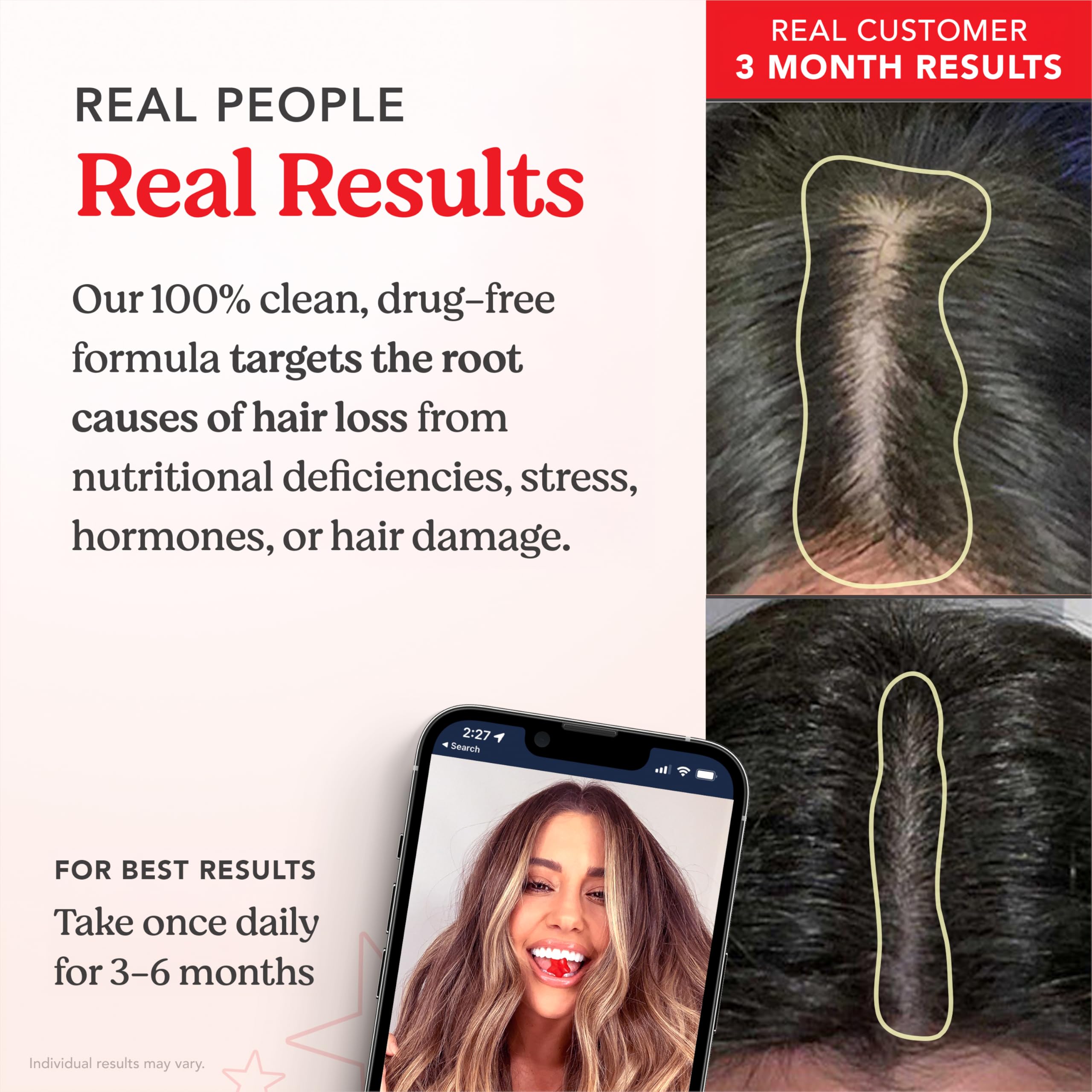 Ingredients label highlights biotin and vitamins for hair vitality