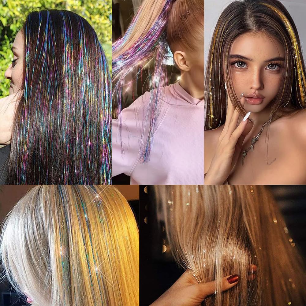HAITOO Hair Tinsel Kit adds holographic sparkle on hair for festive looks.