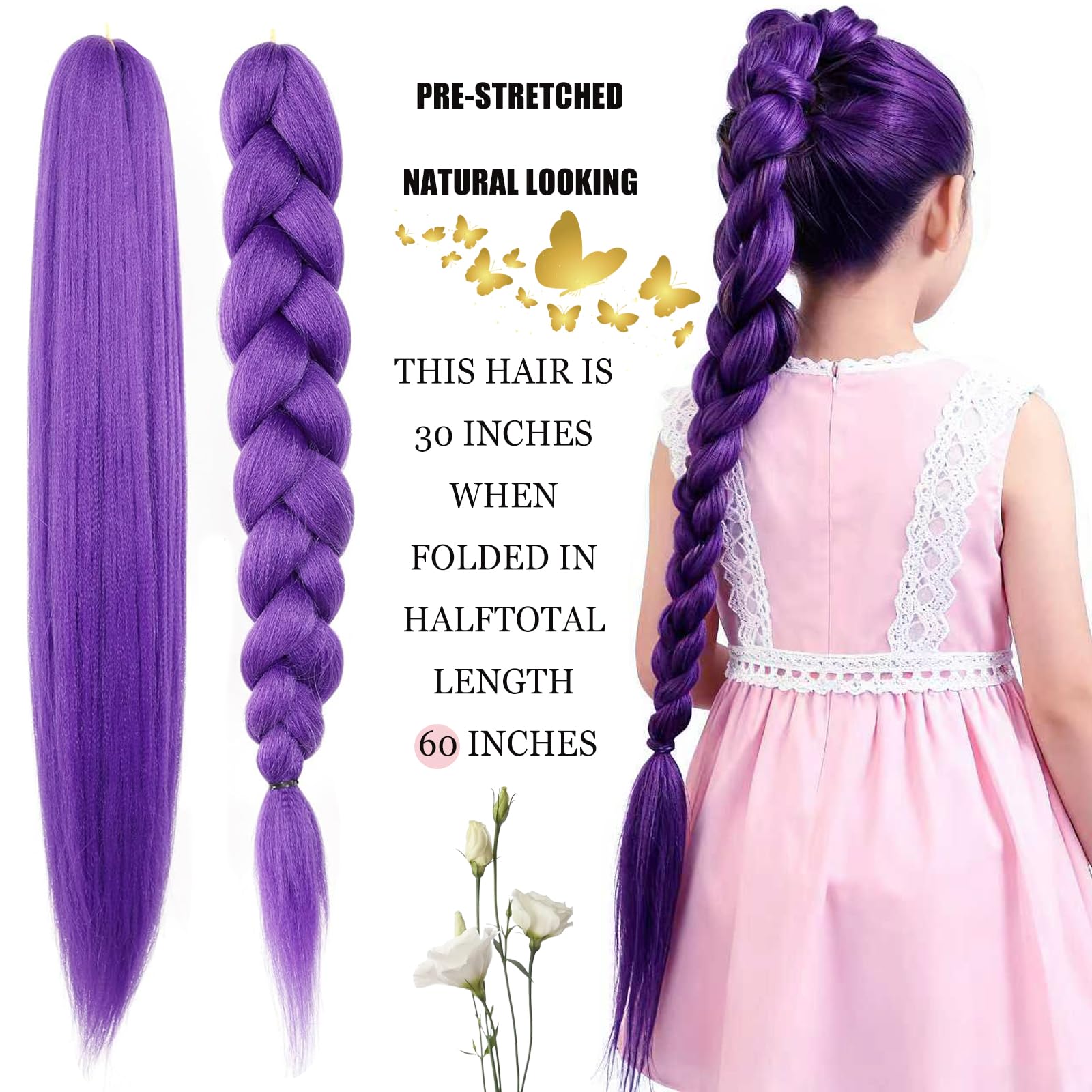HAITOO purple braiding hair crochet installation showing quick, tangle-free prep