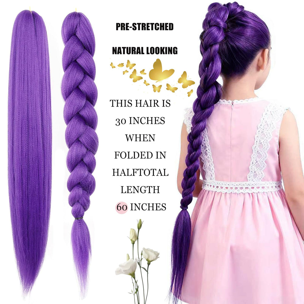 HAITOO purple braiding hair crochet installation showing quick, tangle-free prep