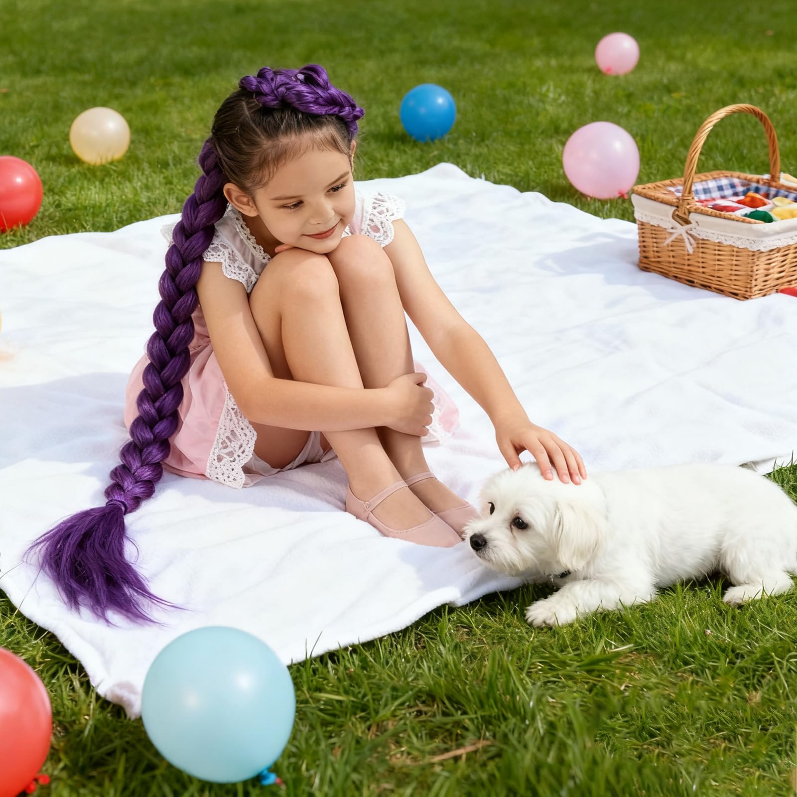 HAITOO purple braiding hair in costume look for Halloween cosplay