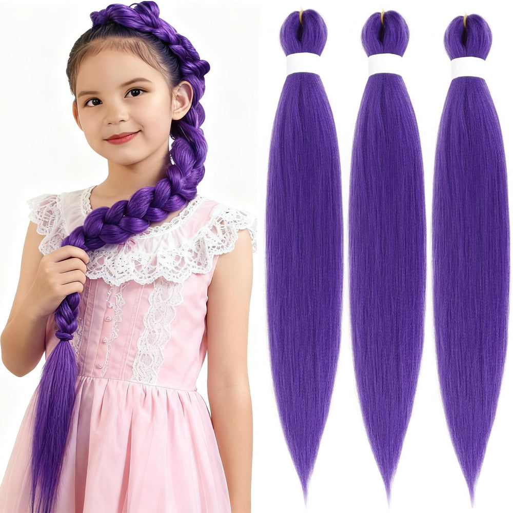 HAITOO purple braiding hair 30 inch on model for cosplay ready look.
