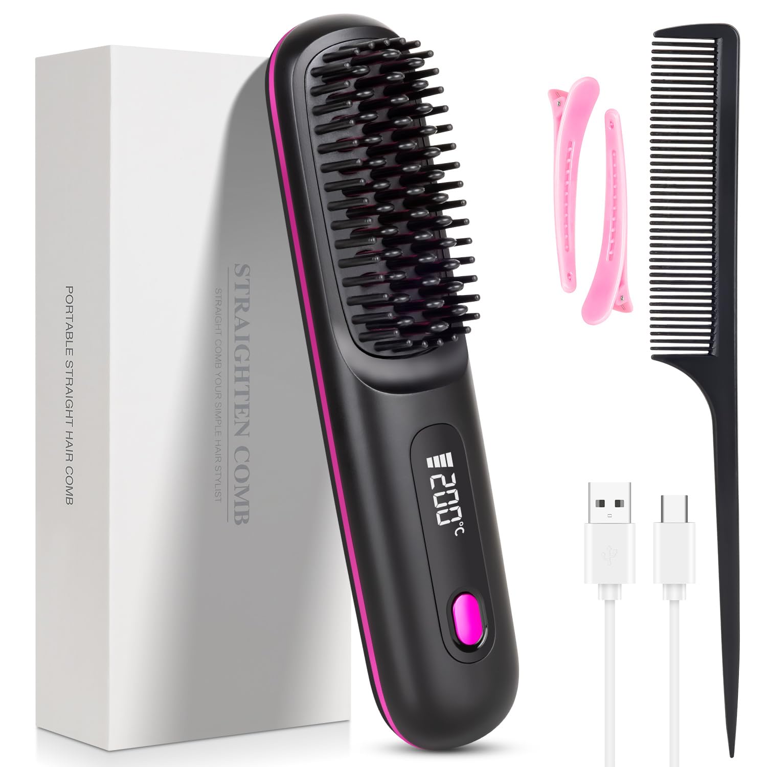 HAJIFGH Go Brush Pro cordless straightener on bathroom counter for quick daily styling.