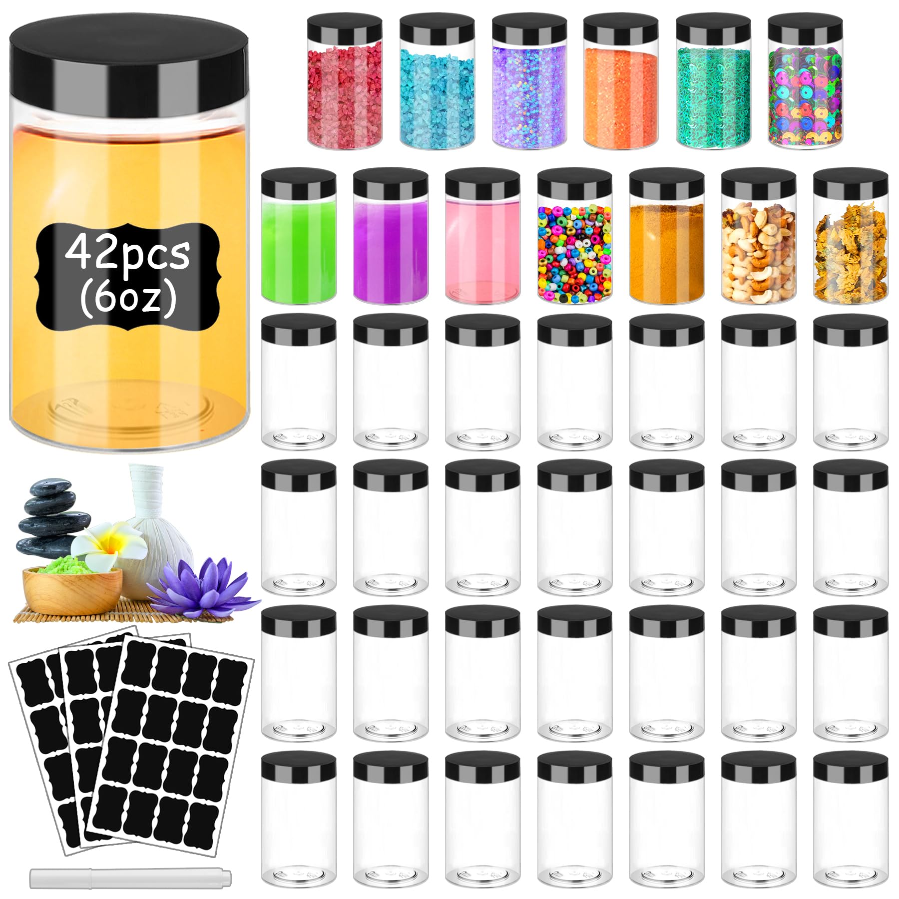 Hajoyful 6oz plastic jar with clear lids shows leak-proof design for travel