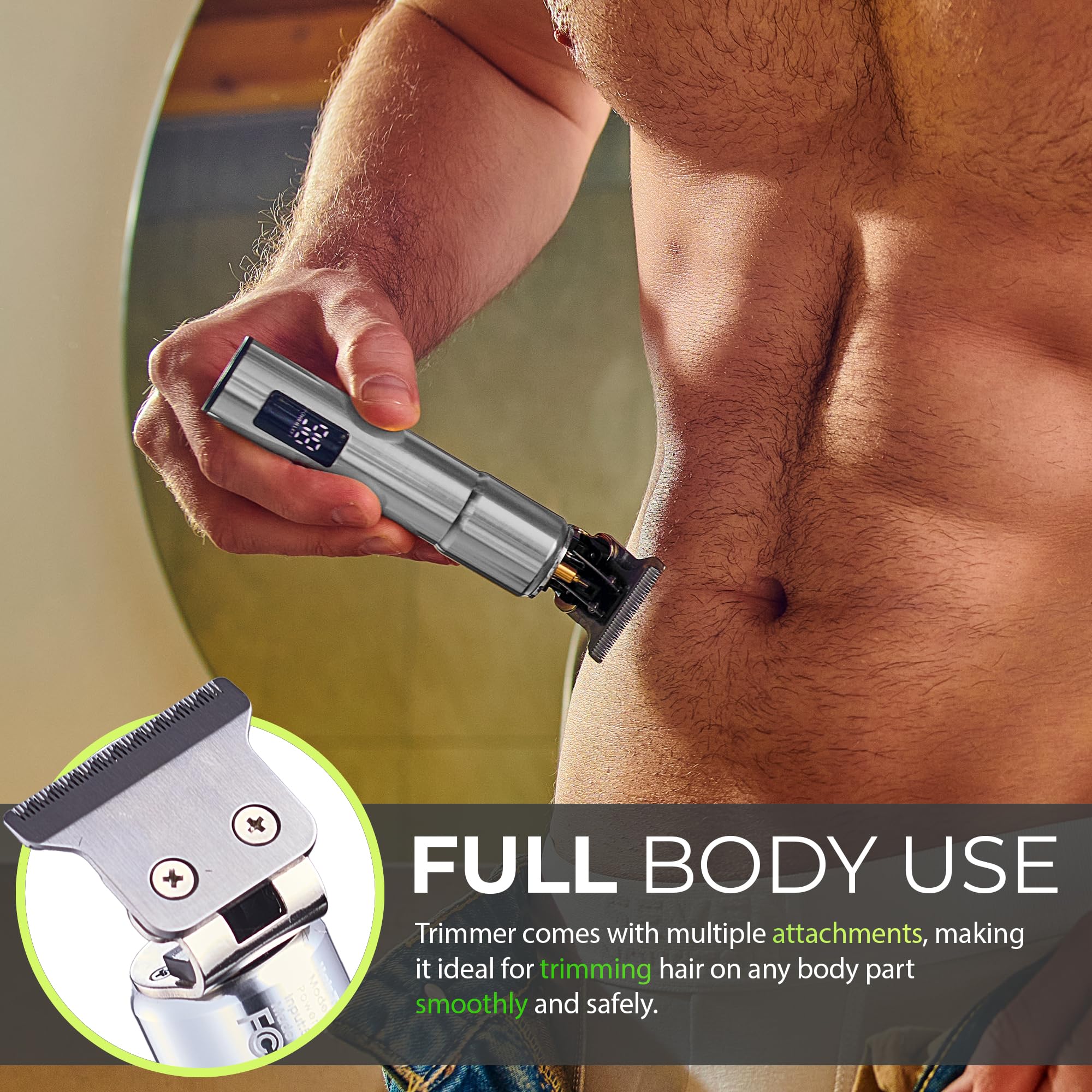 Hal&Hol dual-head shaver LCD display enables quick adjustments while shaving.