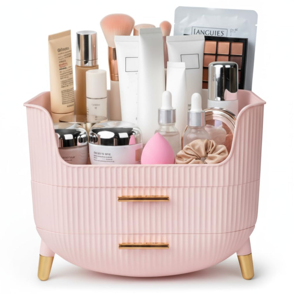 HALAFE makeup organizer with drawers pink keeps cosmetics organized for easy daily routines
