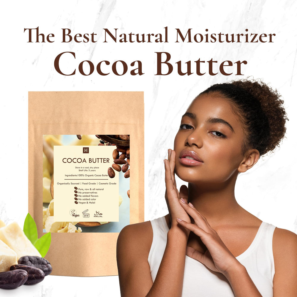 HalalEveryDay cocoa butter block cut for cosmetic formulations.