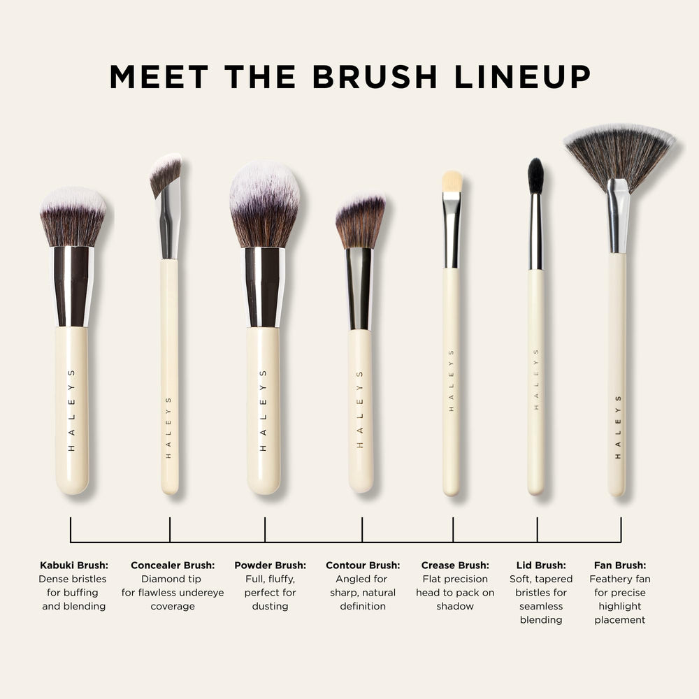 HALEYS Kabuki cruelty-free-bristles closeup showing flexible firmness