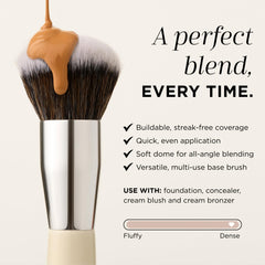 HALEYS Kabuki liquid foundation-blend shows quick, even application