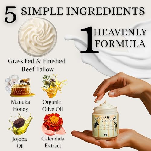 Hallow Naturals whipped tallow moisturizer during face application for quick absorption