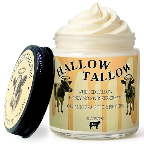 Hallow Naturals whipped tallow moisturizer jar closeup showing rich texture for hydration