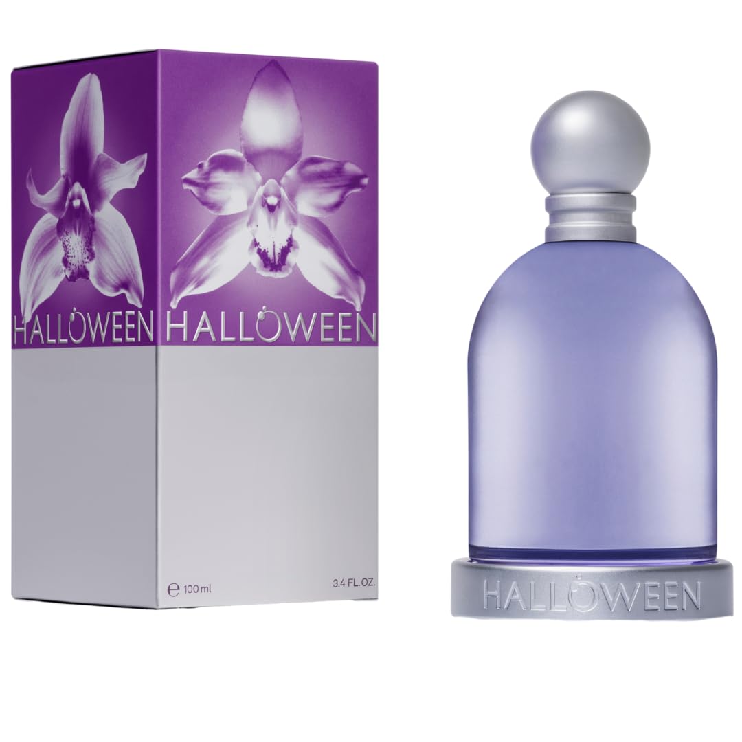 Halloween eau de toilette bottle closeup shows floral marine scent for daily elegance