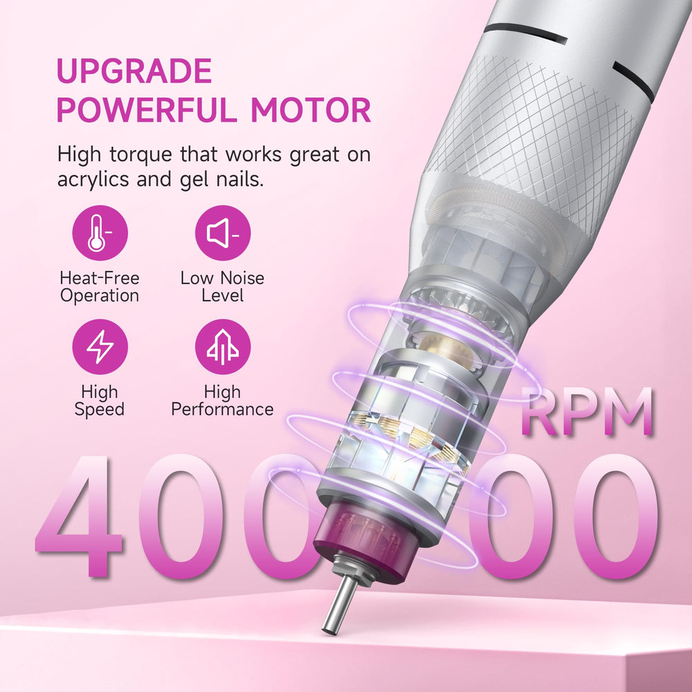 Halmai cordless nail drill shown with portable on-the-go manicures
