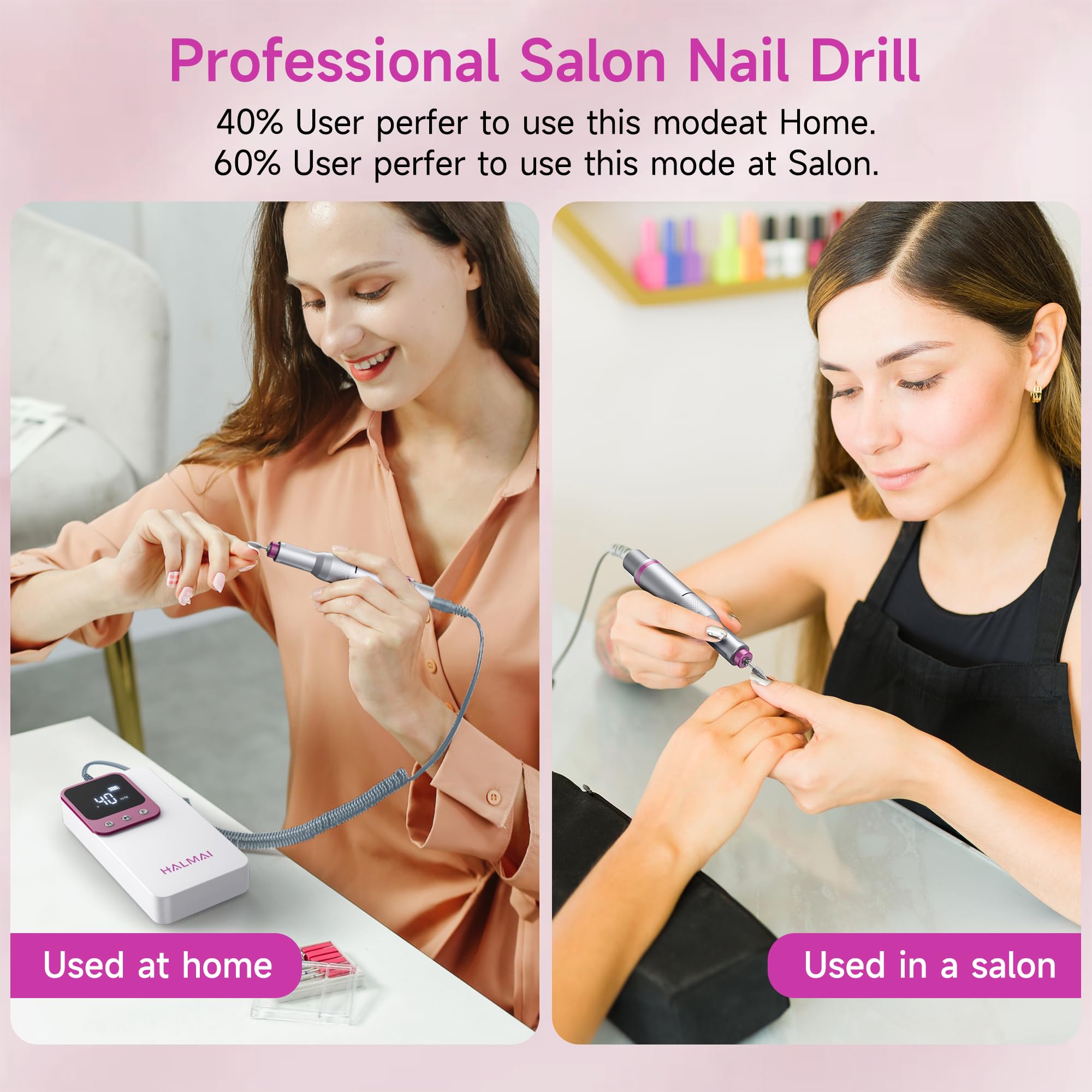 Halmai sleek white design blends beauty with practical nail tool use