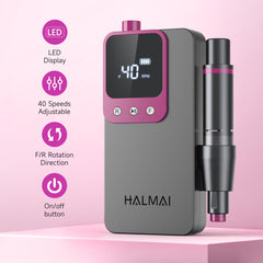 Halmai pen-design nail drill compact portable for on-the-go nail art sessions
