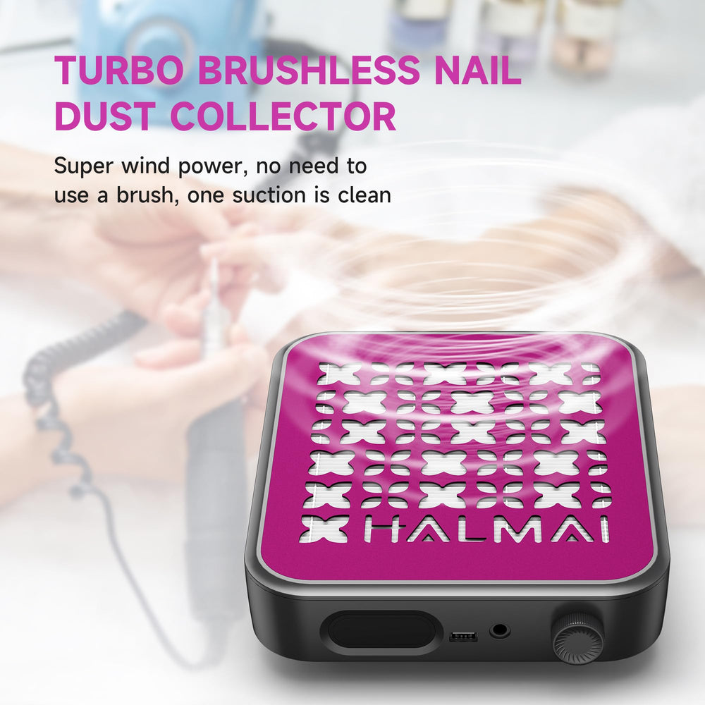 Halmai Nail Dust Collector stainless steel panel provides a durable, hygienic surface.