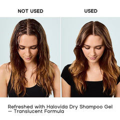 HALOVIDA invisible formula close-up demonstrates residue-free finish.