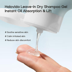HALOVIDA texture close-up reveals transparent formula for seamless blending.
