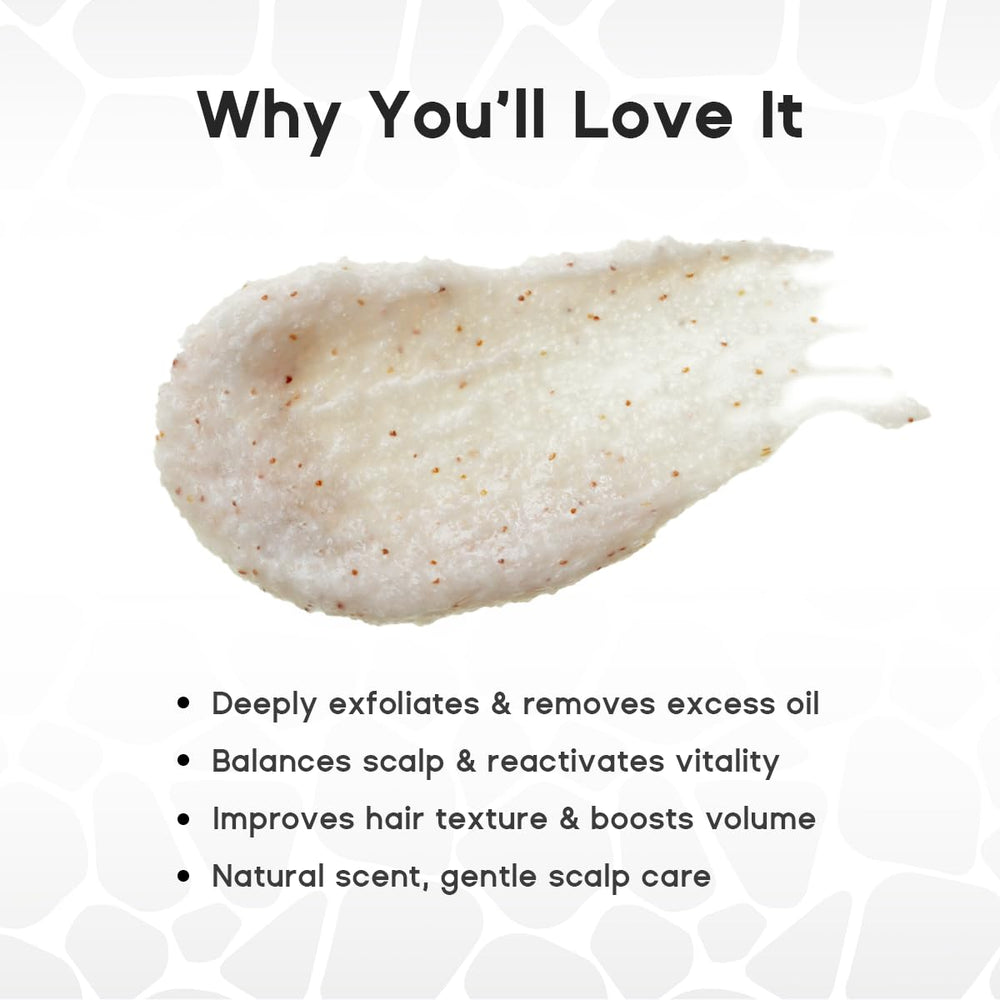 HALOVIDA scrub applied on damp scalp for gentle exfoliation