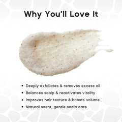 HALOVIDA scrub applied on damp scalp for gentle exfoliation