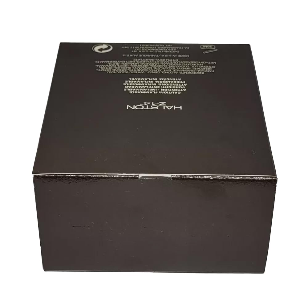 HALSTON Z-14 flat lay with bottle and box, perfect for gifting.