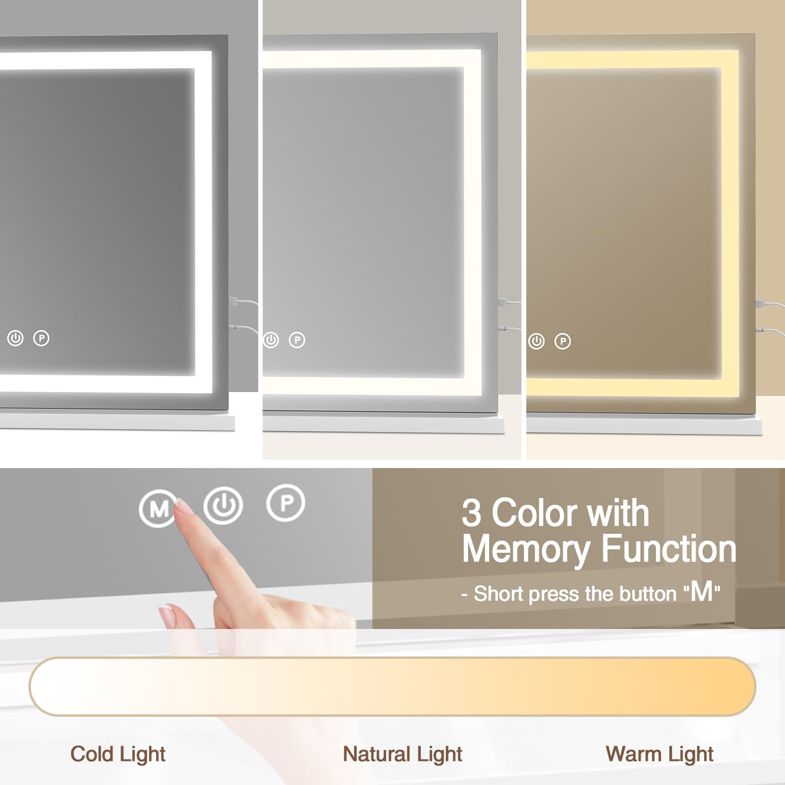 Halumao large lighted mirror desk setup with USB charging while you primp