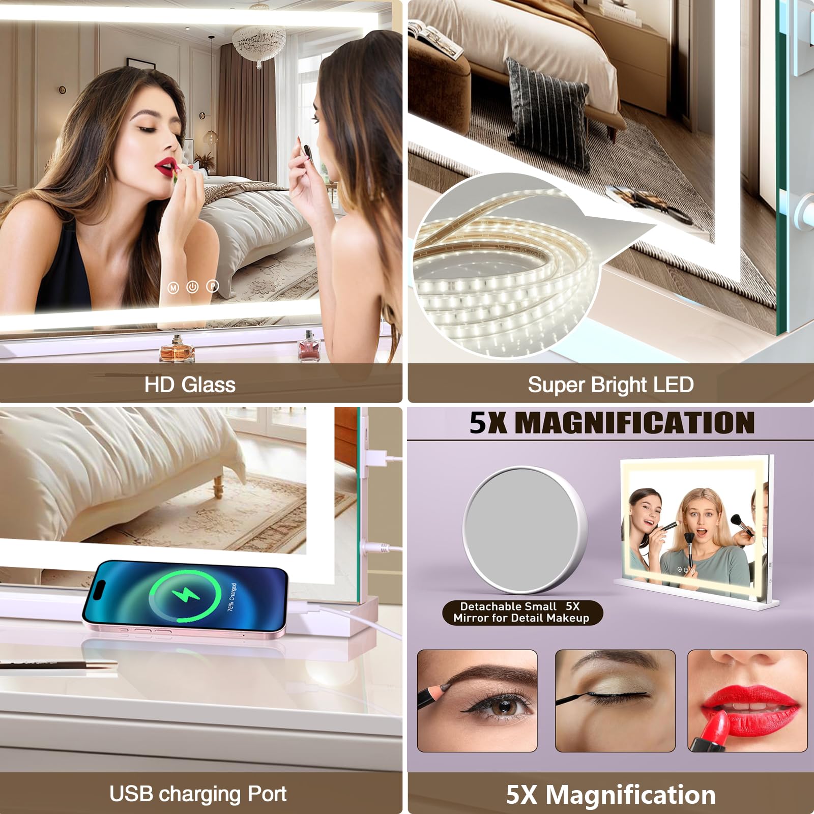 Halumao mirror packaged contents show accessories and cleaning cloth included