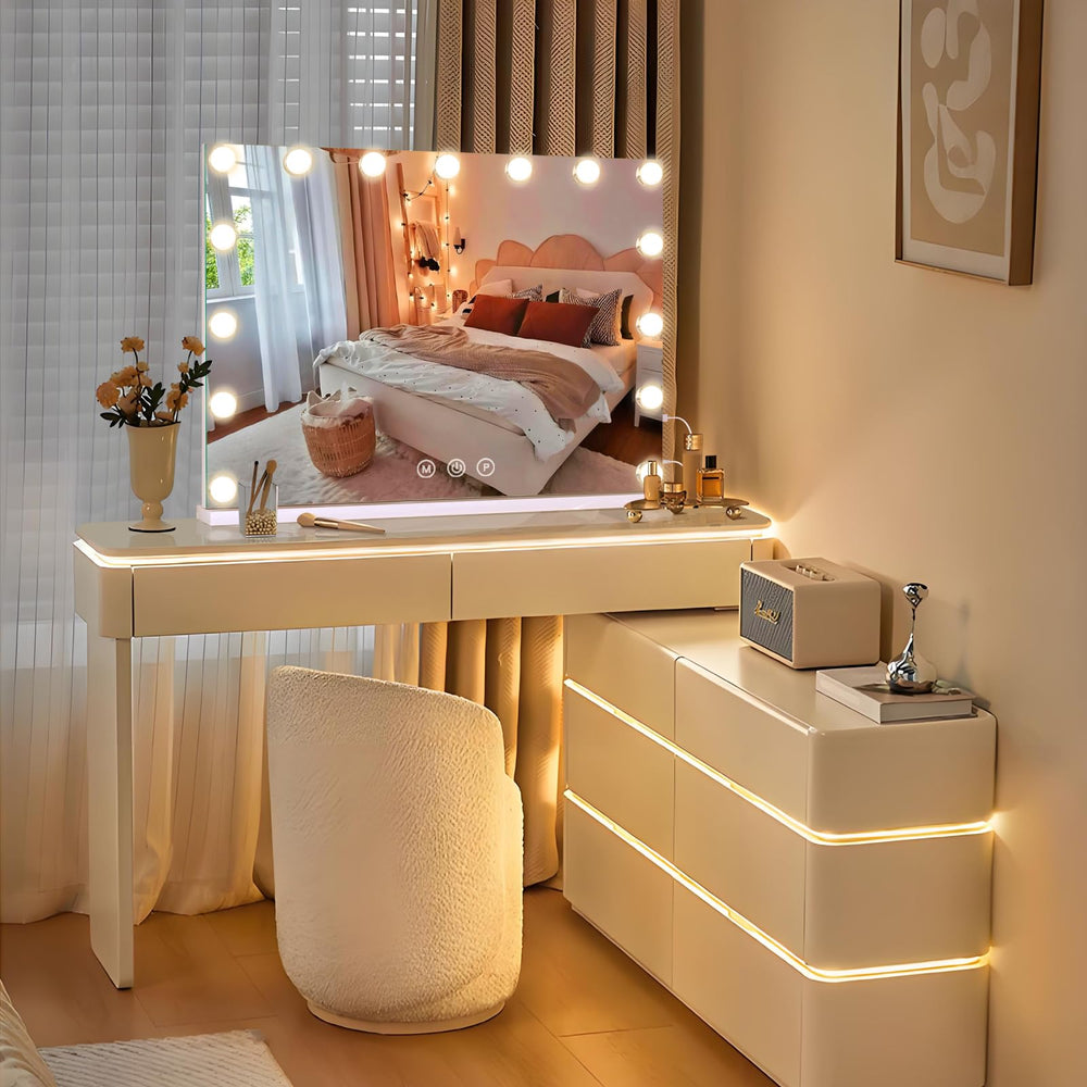Halumao vanity mirror flexible placement for desk or wall mount