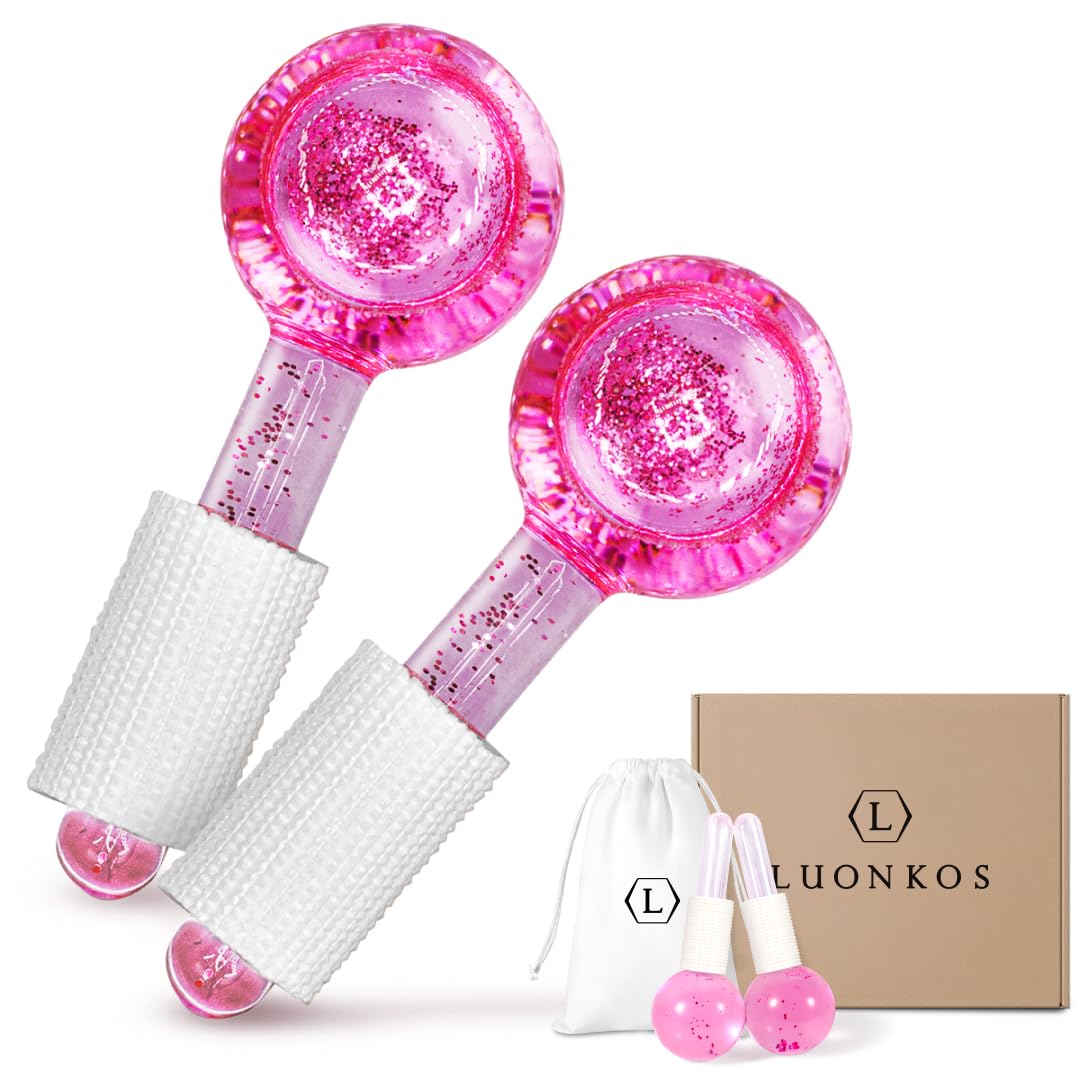 Hana Emi LUONKOS ice globes pink set-2 for cooling facial massage and puffiness relief