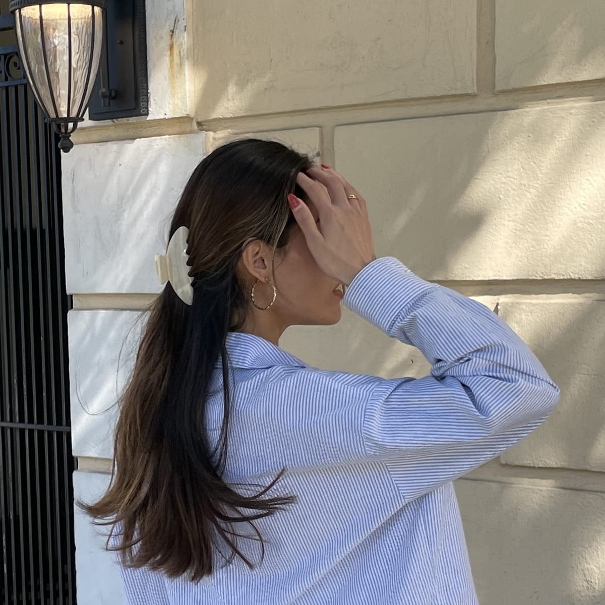 Hana Mia creme clip half-up style delivers neat, comfortable, versatile looks