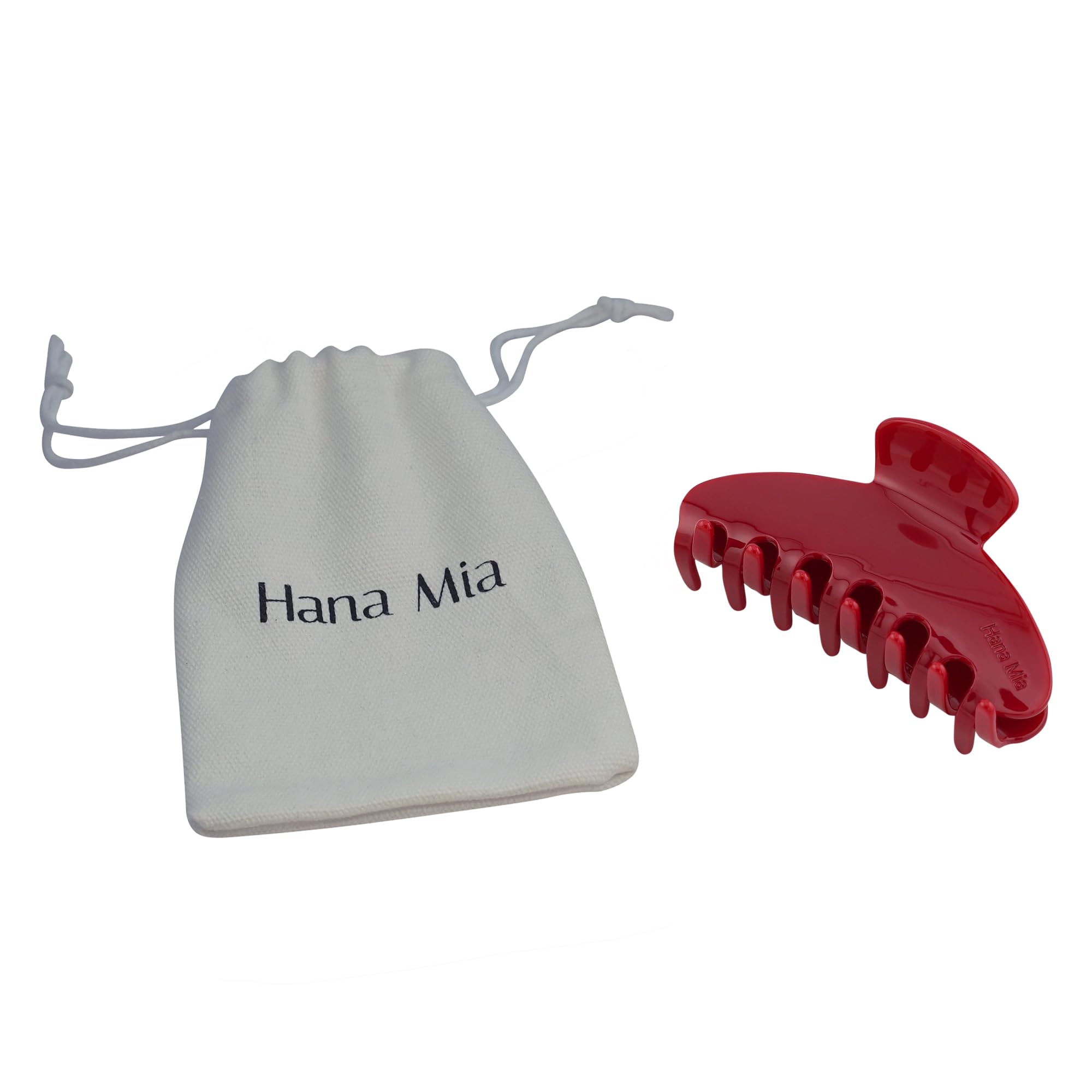 Hana Mia red claw clip on the go supports fast hair adjustments