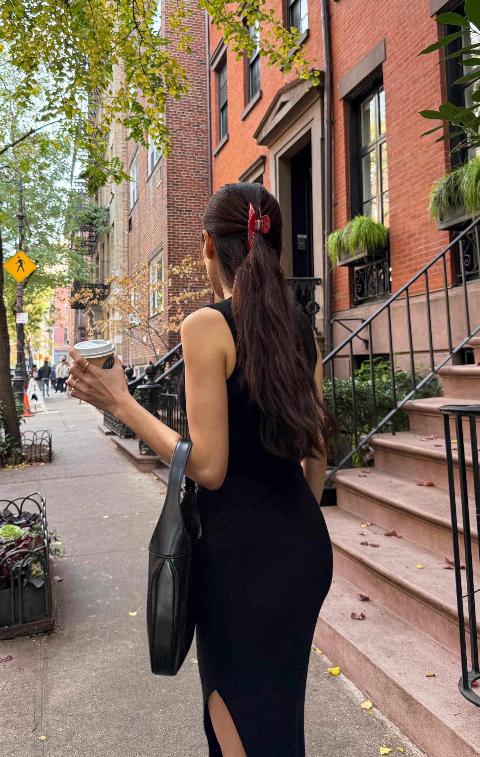 Hana Mia red claw clip secure bun demonstrates versatile styling with reliable hold