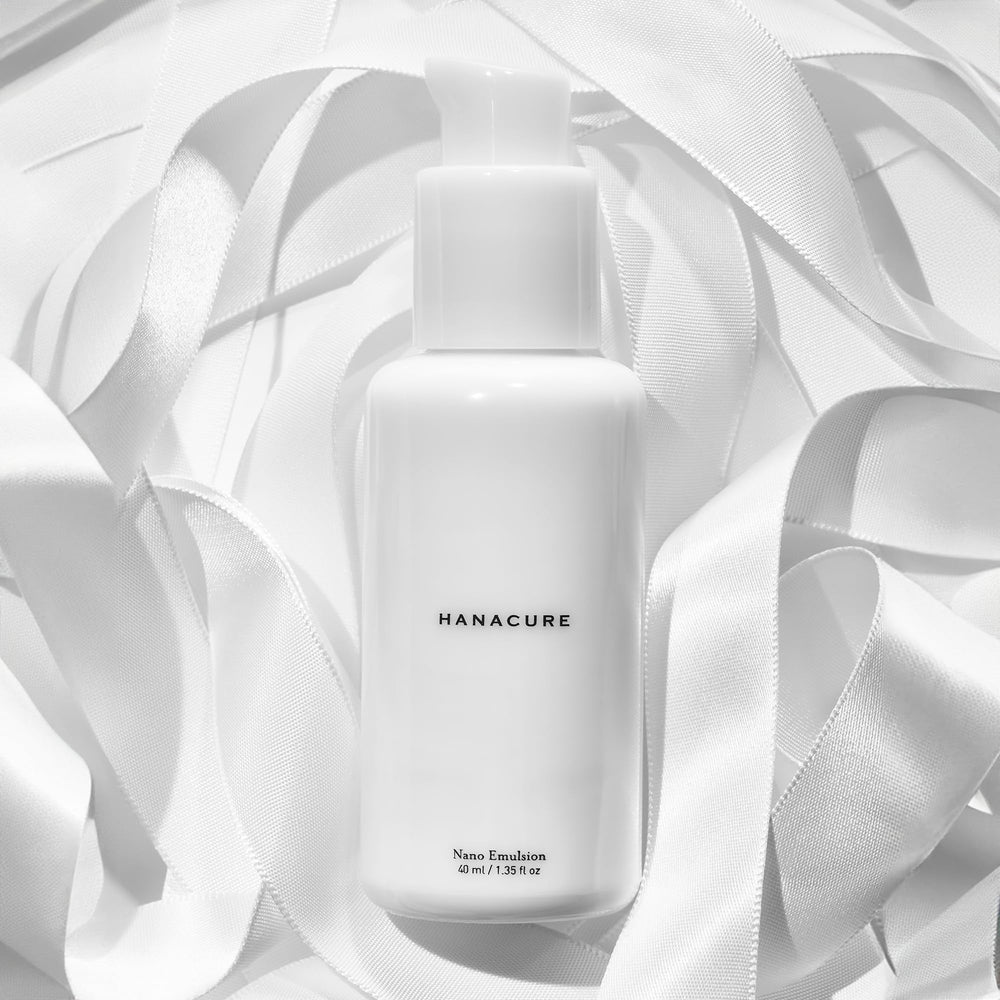 Hanacure Nano Emulsion packaging box displays premium presentation and travel-friendly size.