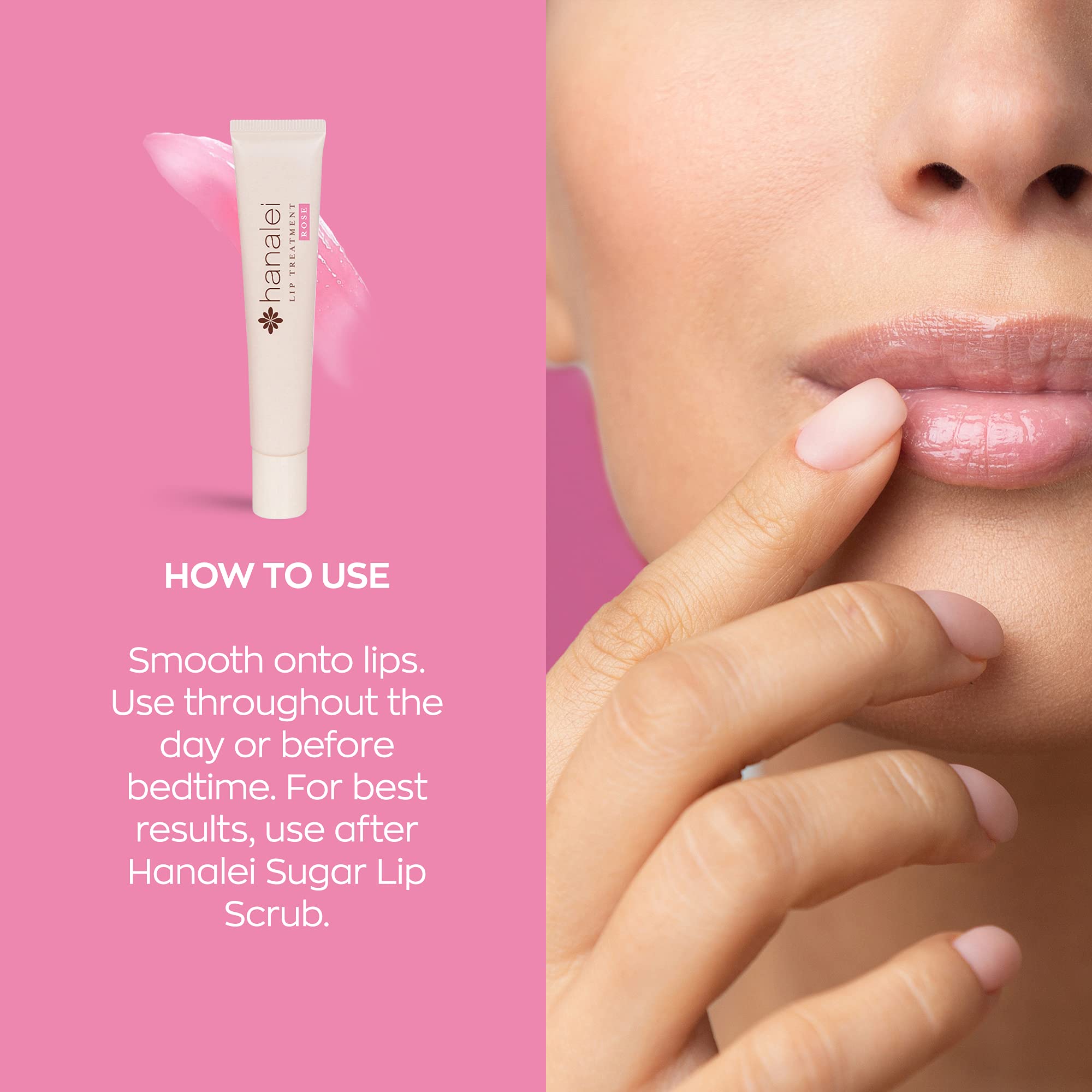 Hanalei Hydrating Lip Treatment Balm shea butter grapeseed oil blend on lips