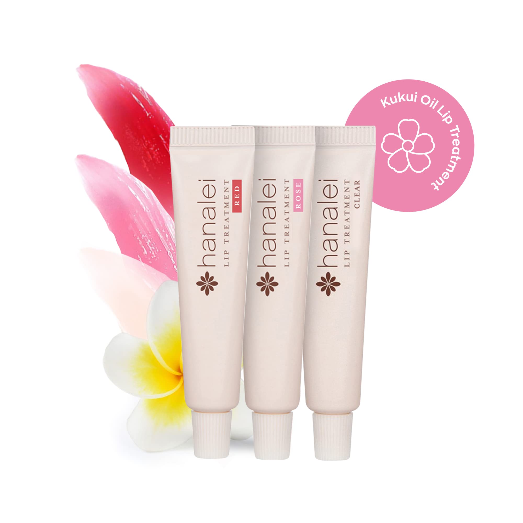 Hanalei Hydrating Lip Treatment Balm three-pack packshot highlights portable lip care