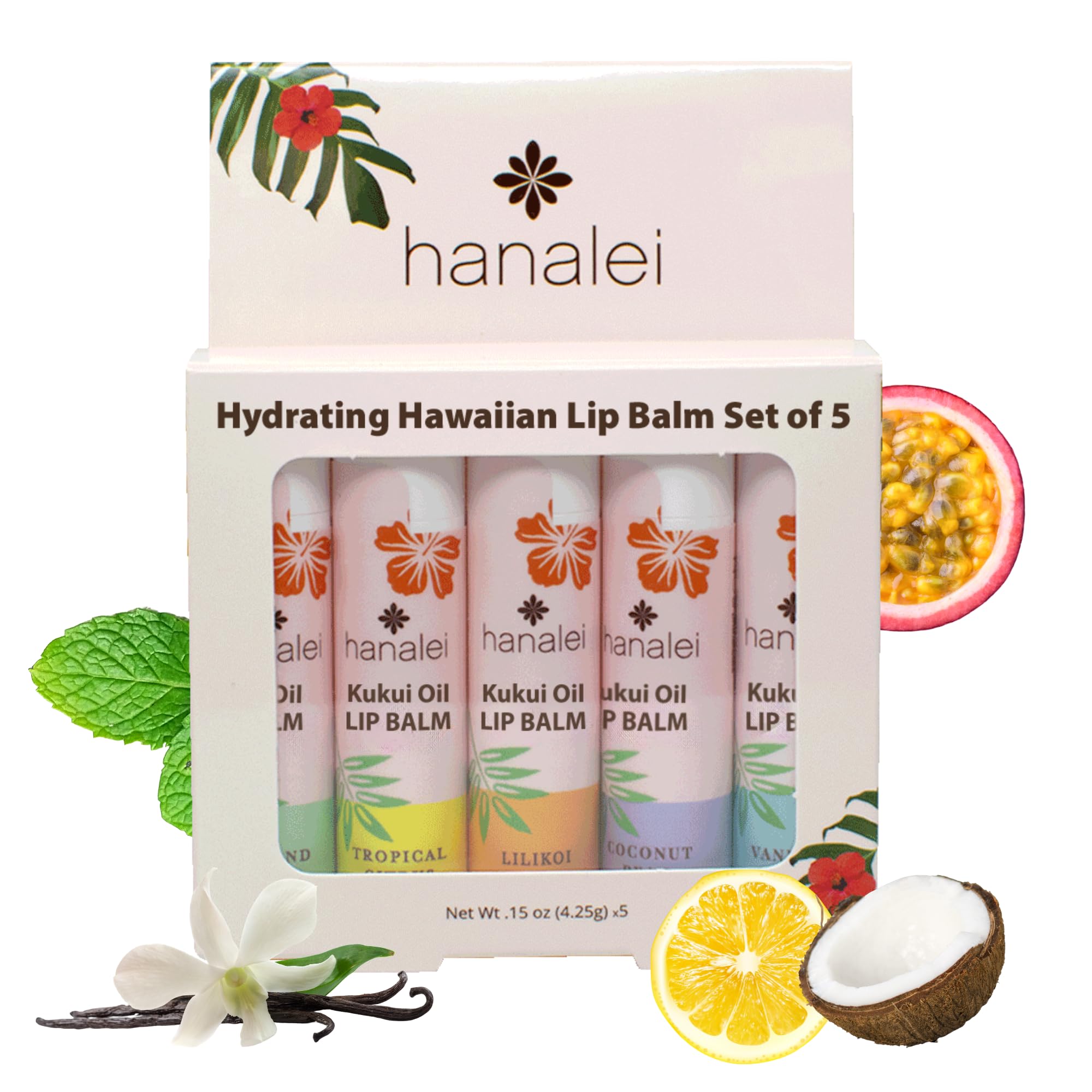 Hanalei lip balm Island Mint tube provides long-lasting moisture for dry lips.