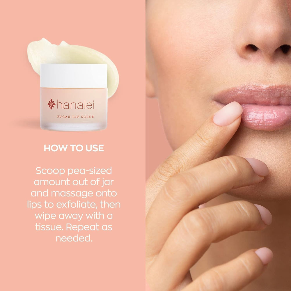 Hanalei shea butter softening lips closeup on a smooth surface.
