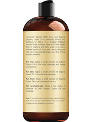 Handcraft Blends castor oil closeup label showing organic and expeller-pressed certification
