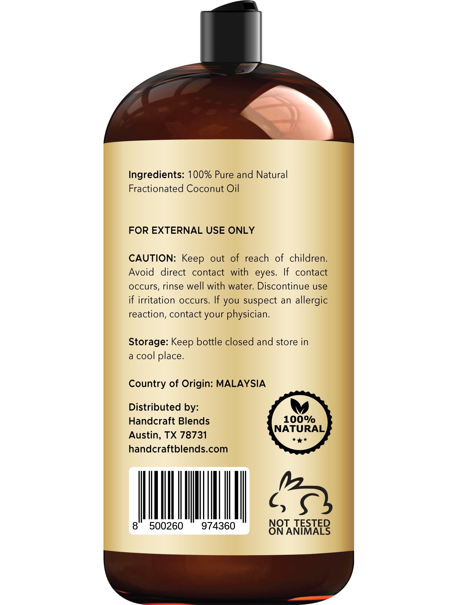 Handcraft Blends fractionated coconut oil hair application for smooth shine