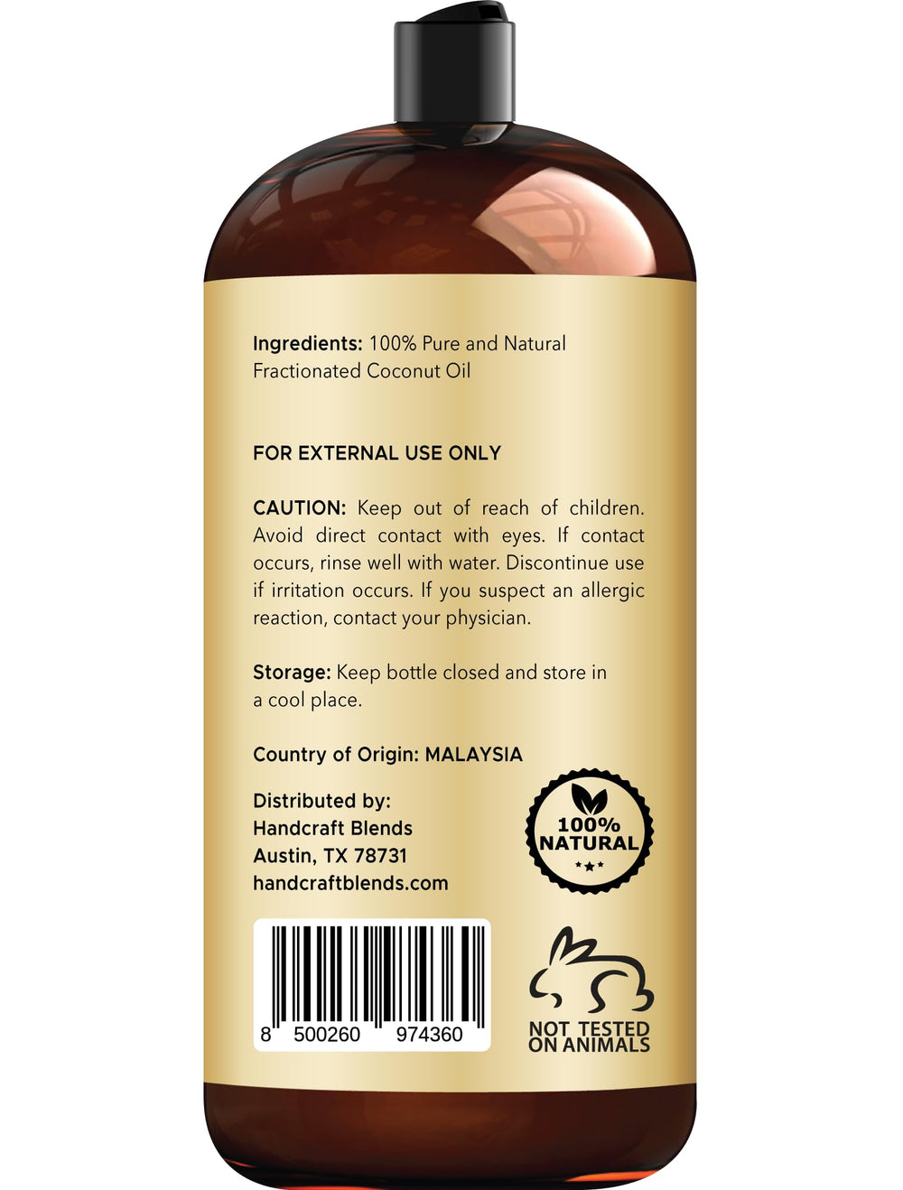 Handcraft Blends fractionated coconut oil hair application for smooth shine
