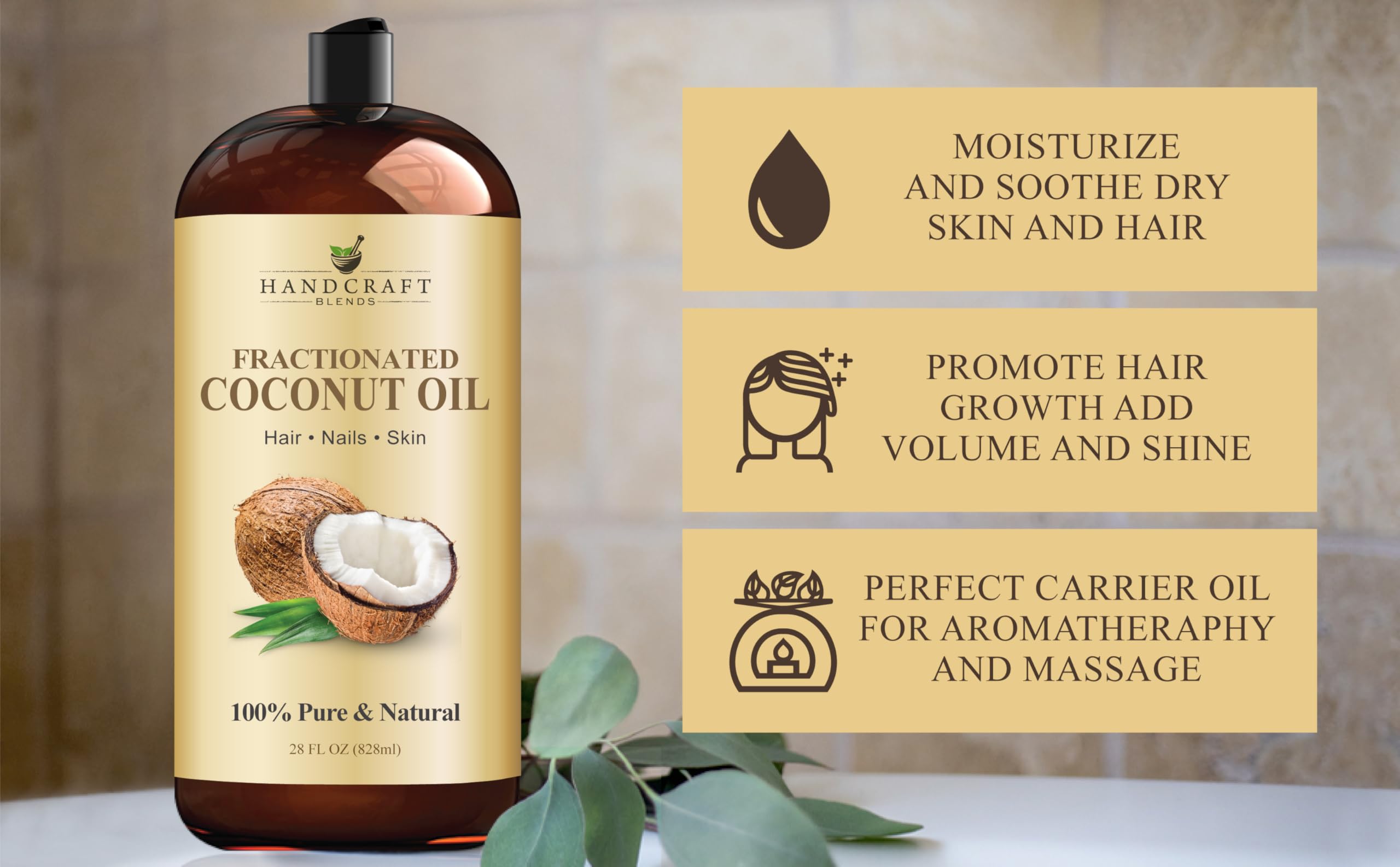 Handcraft Blends fractionated coconut oil skin application illustrating non-greasy hydration