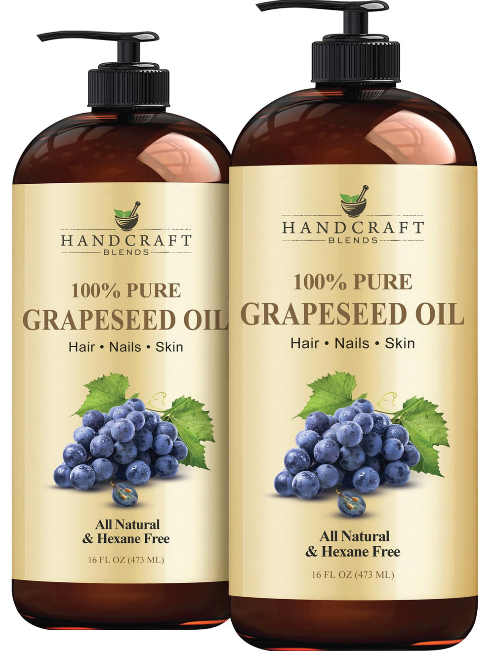 Handcraft Blends Grapeseed Oil bottle 16oz—premium carrier oil for skin and hair nourishment.